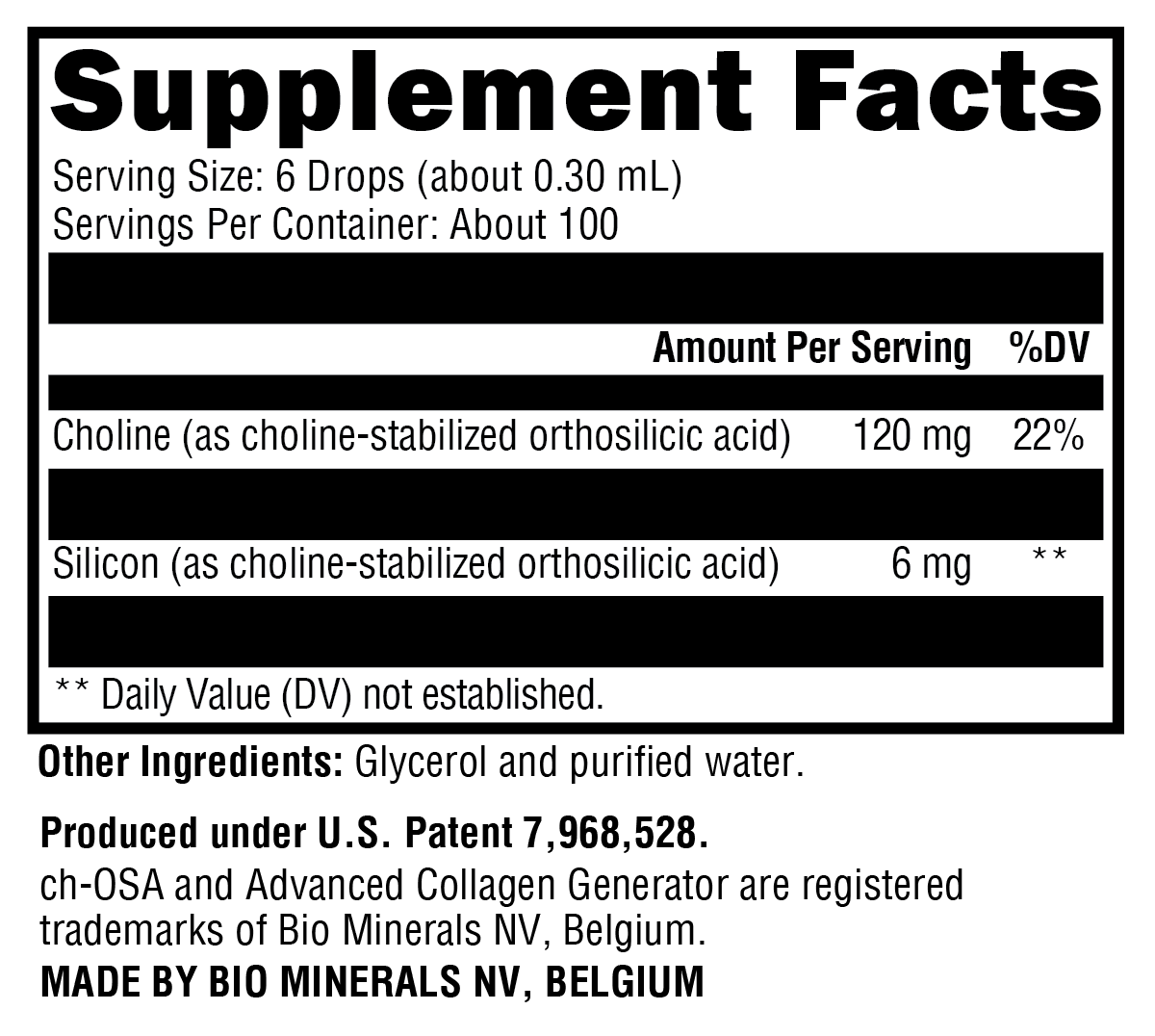 RegeneMax® Liquid Supplement Facts Label