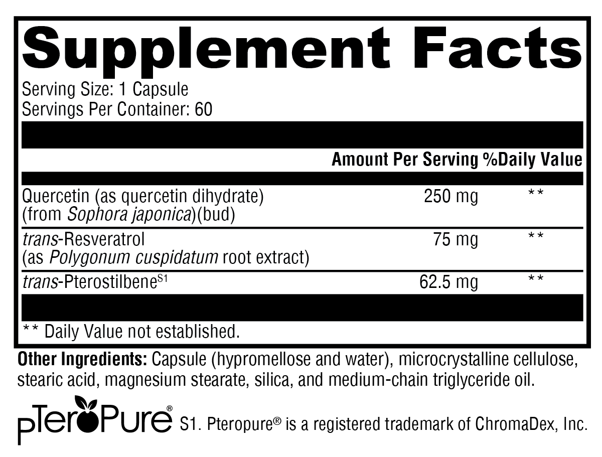 Resveratin™ Plus Supplement Facts Label