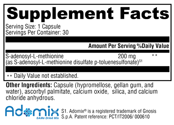 SAM-e Supplement Facts Label