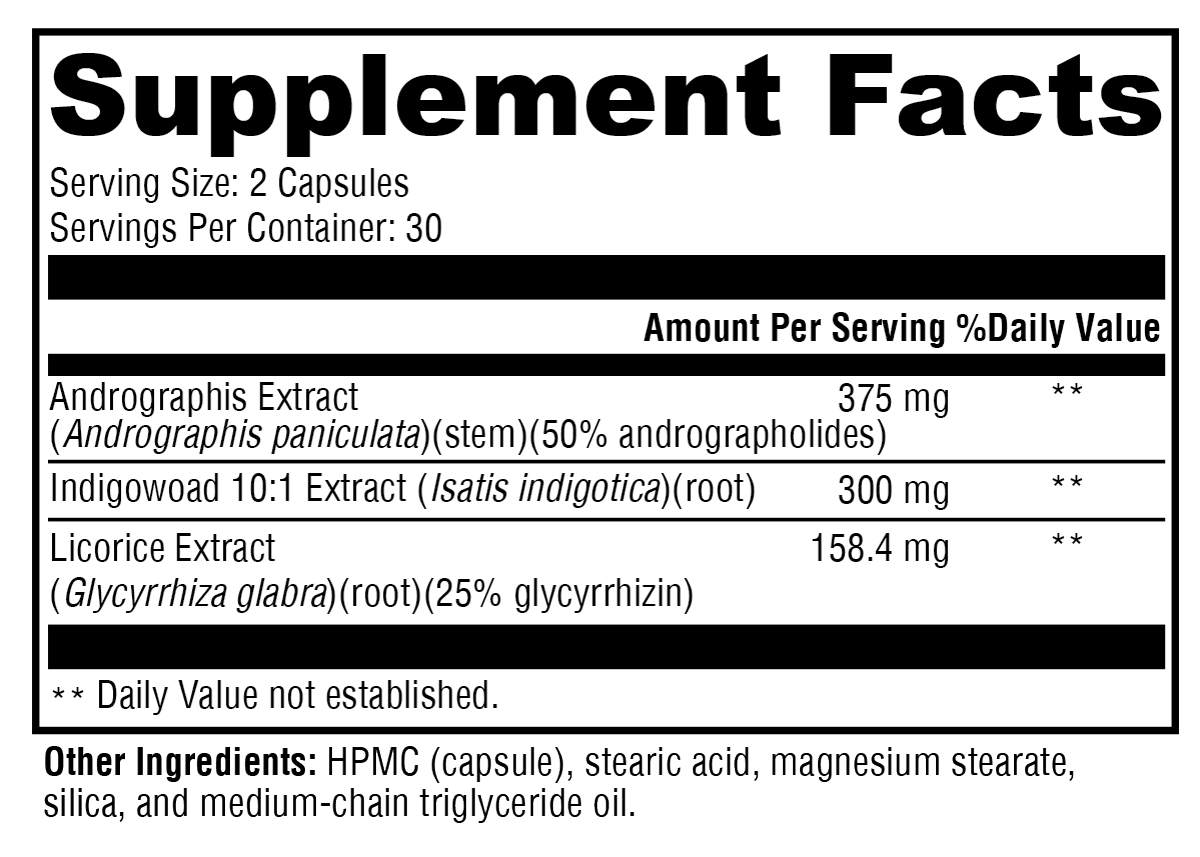 Viragraphis™ Supplement Facts Label