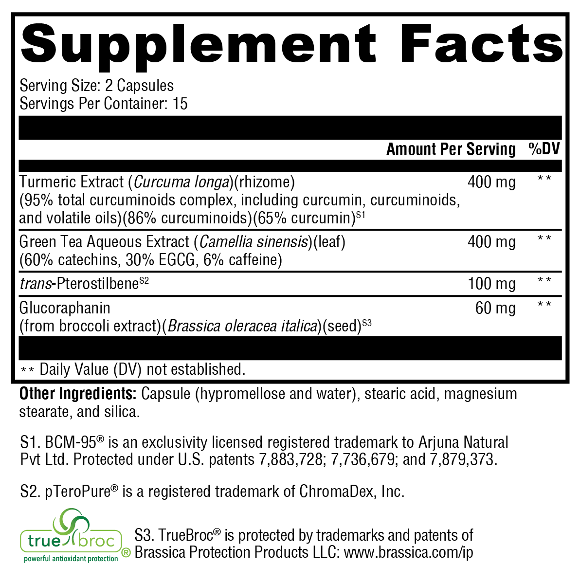Cytokine Balance (Nrf2 Activator) Supplement Facts Label