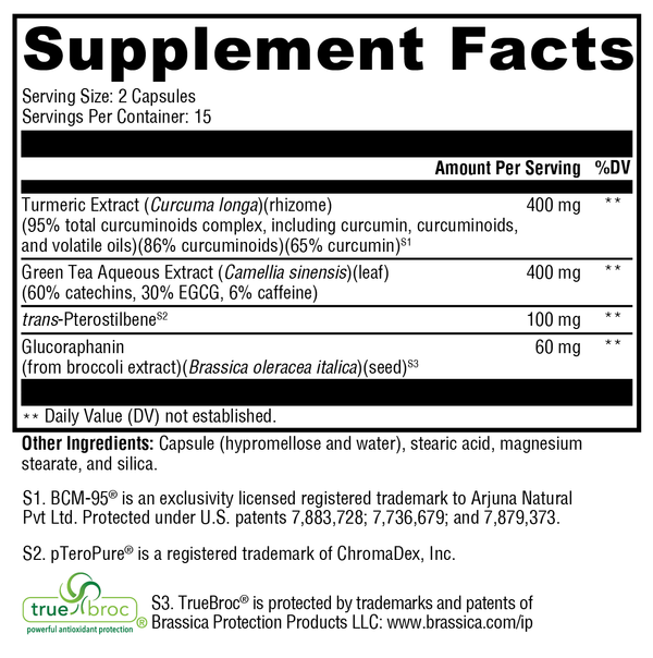 Cytokine Balance (Nrf2 Activator) Supplement Facts Label
