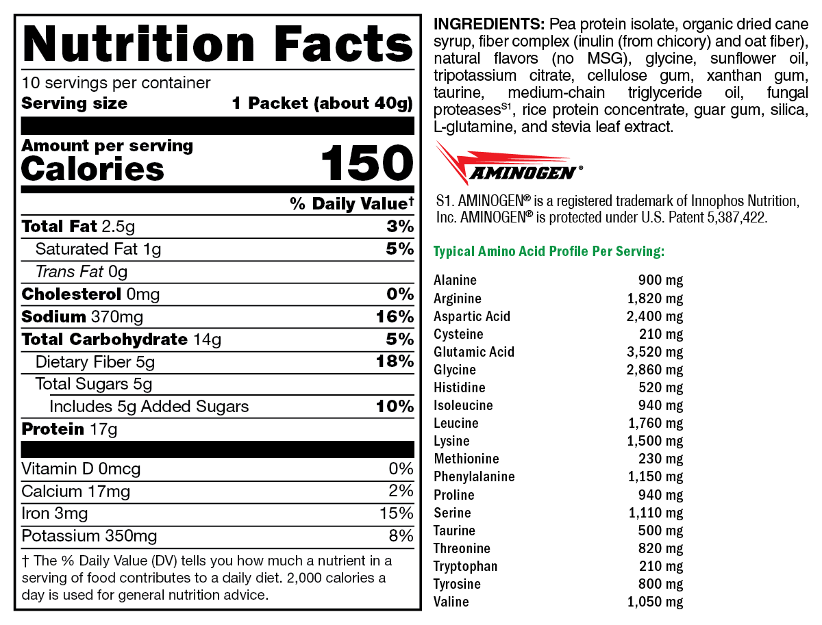 FIT Food® Lean Vanilla Delight Supplement Facts Label