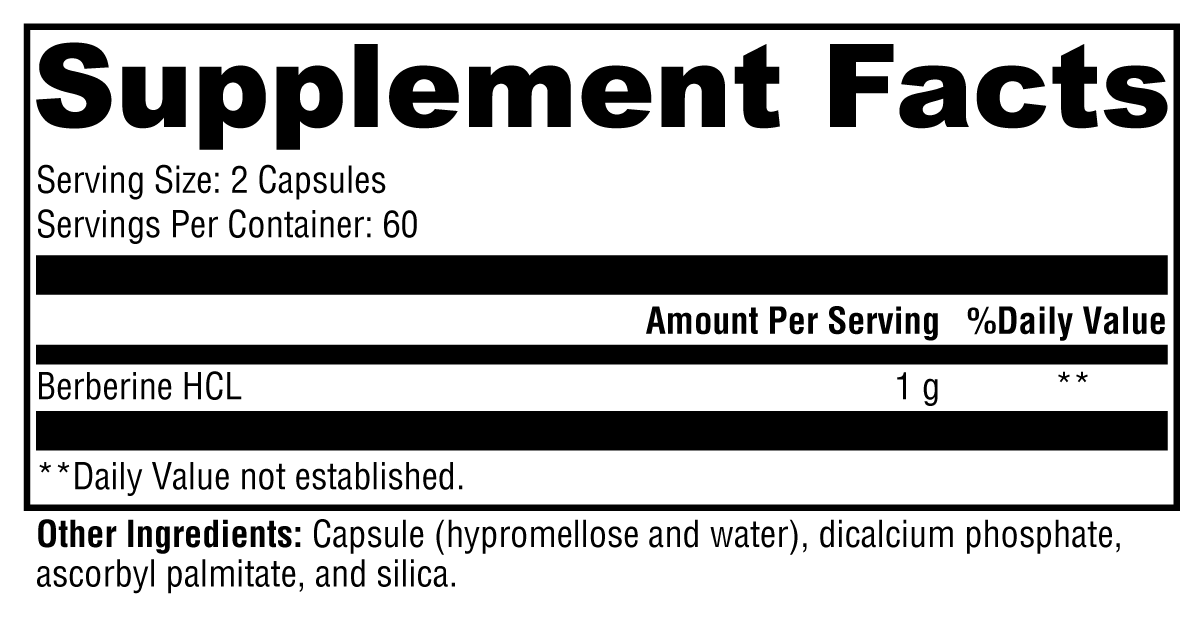 Berberine Supplement Facts Label