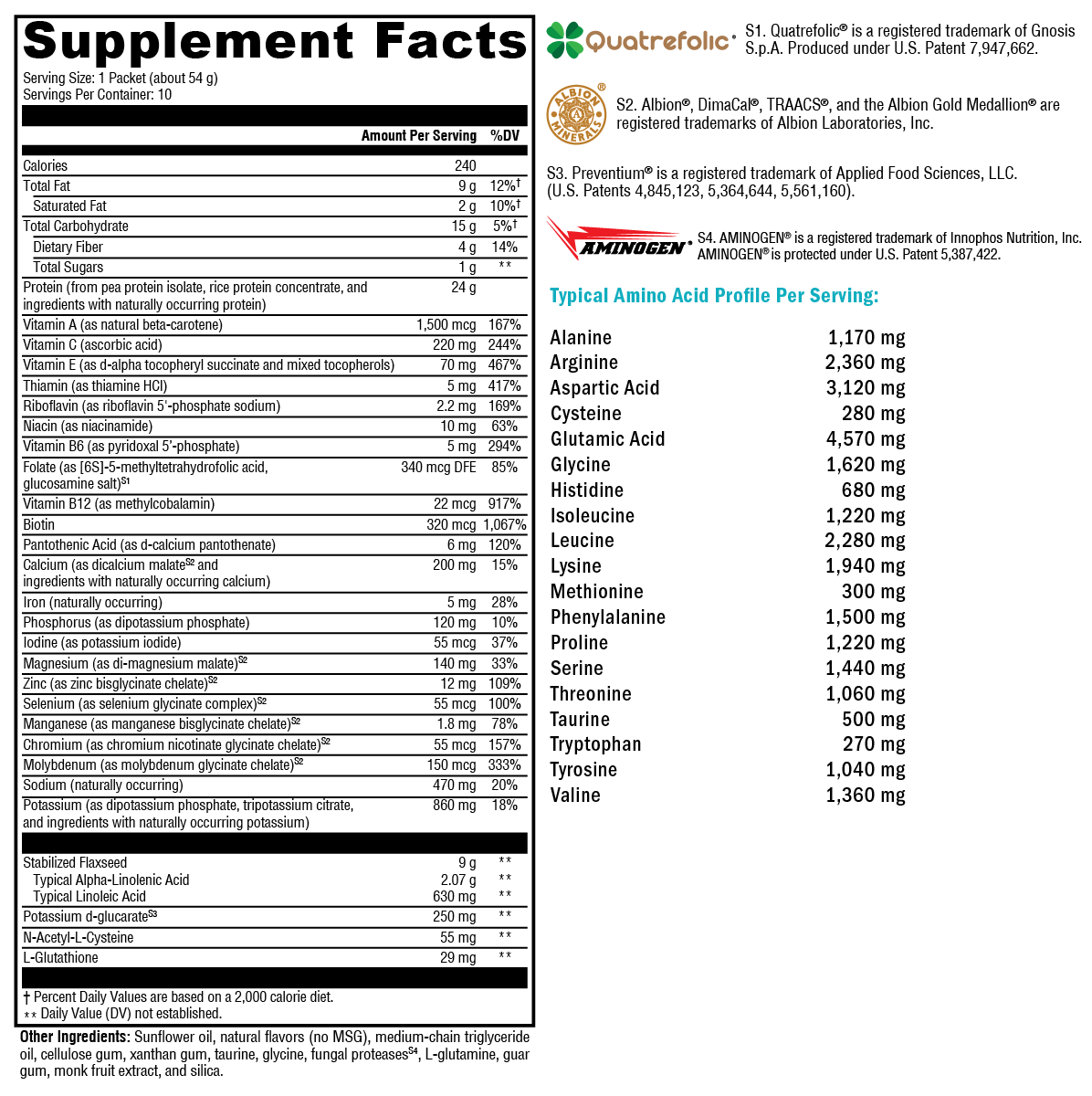 OptiCleanse® Plus Vanilla Delight Supplement Facts Label