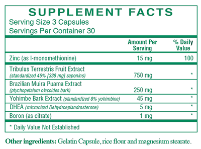 DISCONTINUED - Testost-Rx Supplement Facts Label