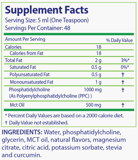 PhosChol PPC Kids Orange Cream Supplement Facts Label