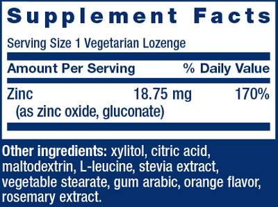 Zinc Lozenges Supplement Facts Label