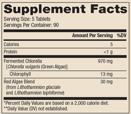 Fermented Chlorella Supplement Facts Label