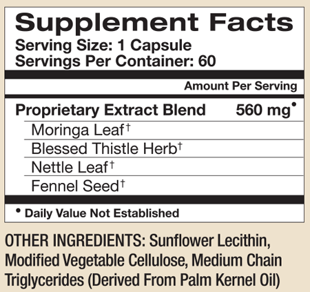 More Milk Moringa Supplement Facts Label