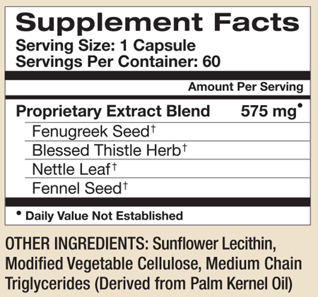 More Milk Plus Supplement Facts Label