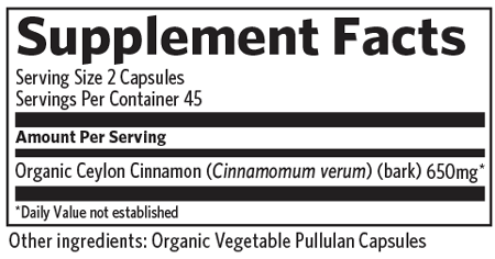 Cinnamon Supplement Facts Label