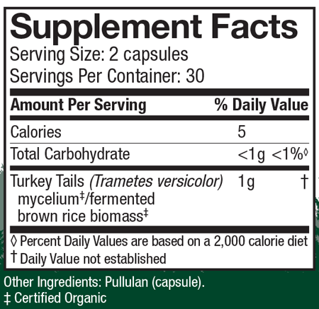 Turkey Tail - CAPSULES Supplement Facts Label