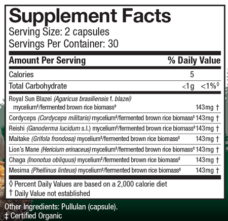 Stamets 7 CAPSULES Supplement Facts Label