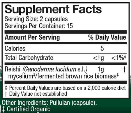 Reishi CAPSULES Supplement Facts Label