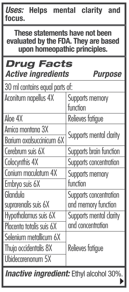 GUNA Healthy Brain Supplement Facts Label