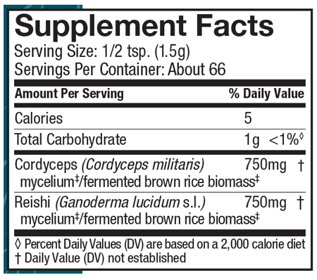 CordyChi® Powder Supplement Facts Label