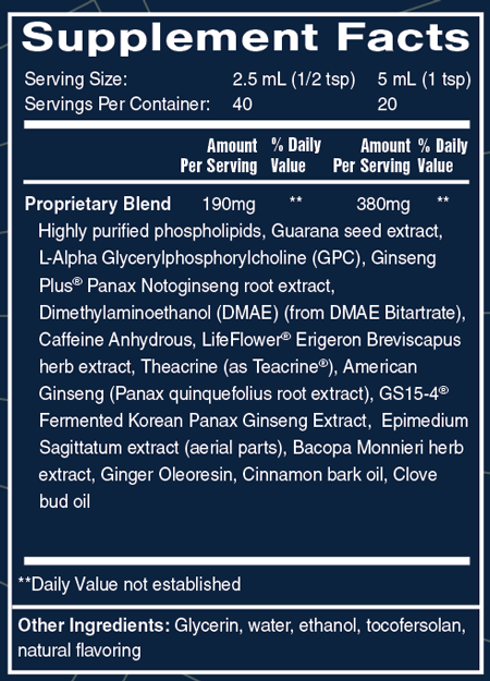 NanoFuel™ Supplement Facts Label