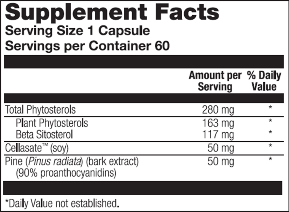 Sterol 117 Supplement Facts Label