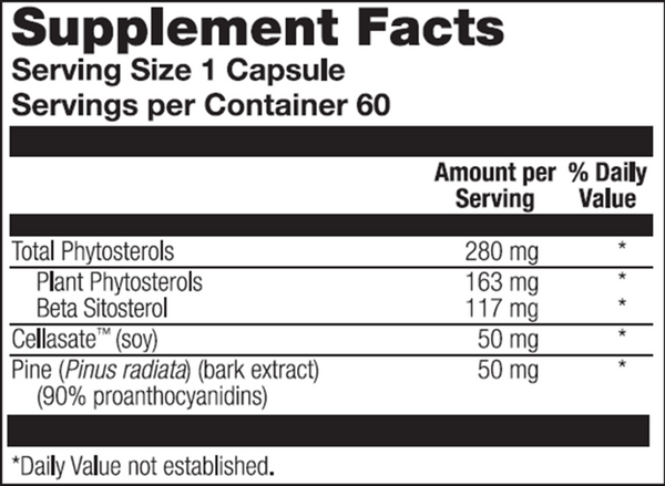 Sterol 117 Supplement Facts Label