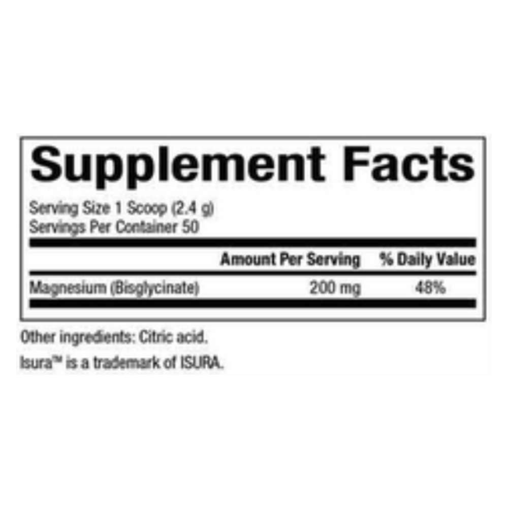 Magnesium Bisglycinate Supplement Facts Label