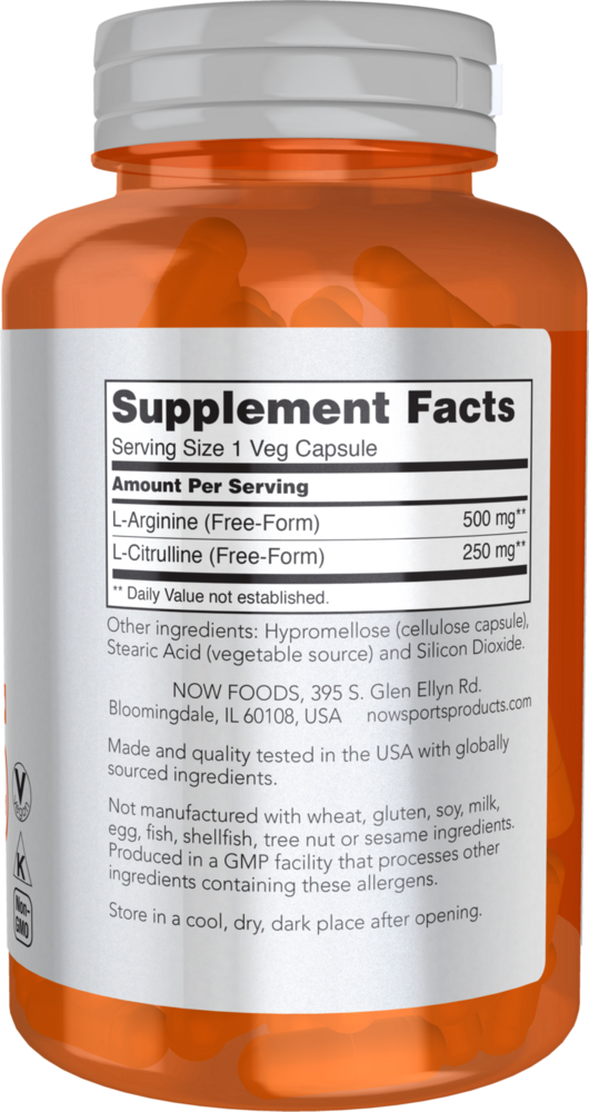 Arginine & Citrulline Supplement Facts Label