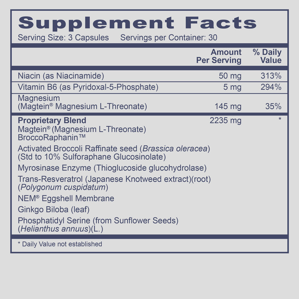 Neuro Nutrients Supplement Facts Label
