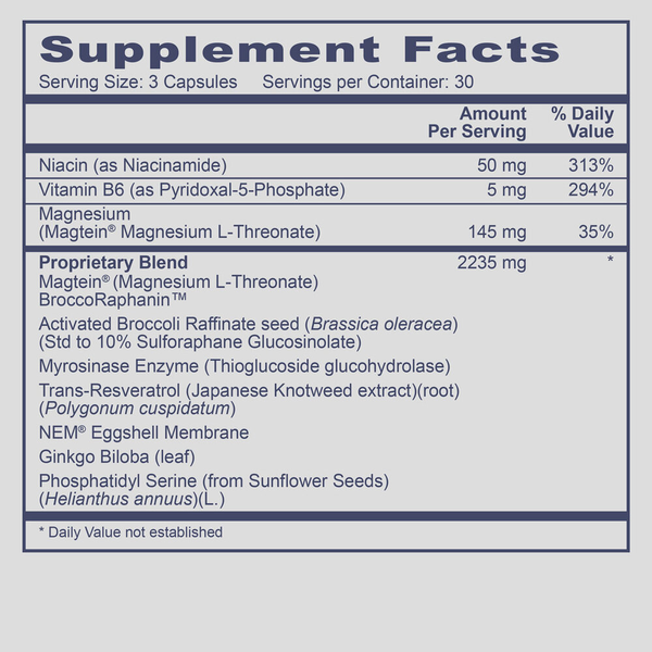 Neuro Nutrients Supplement Facts Label