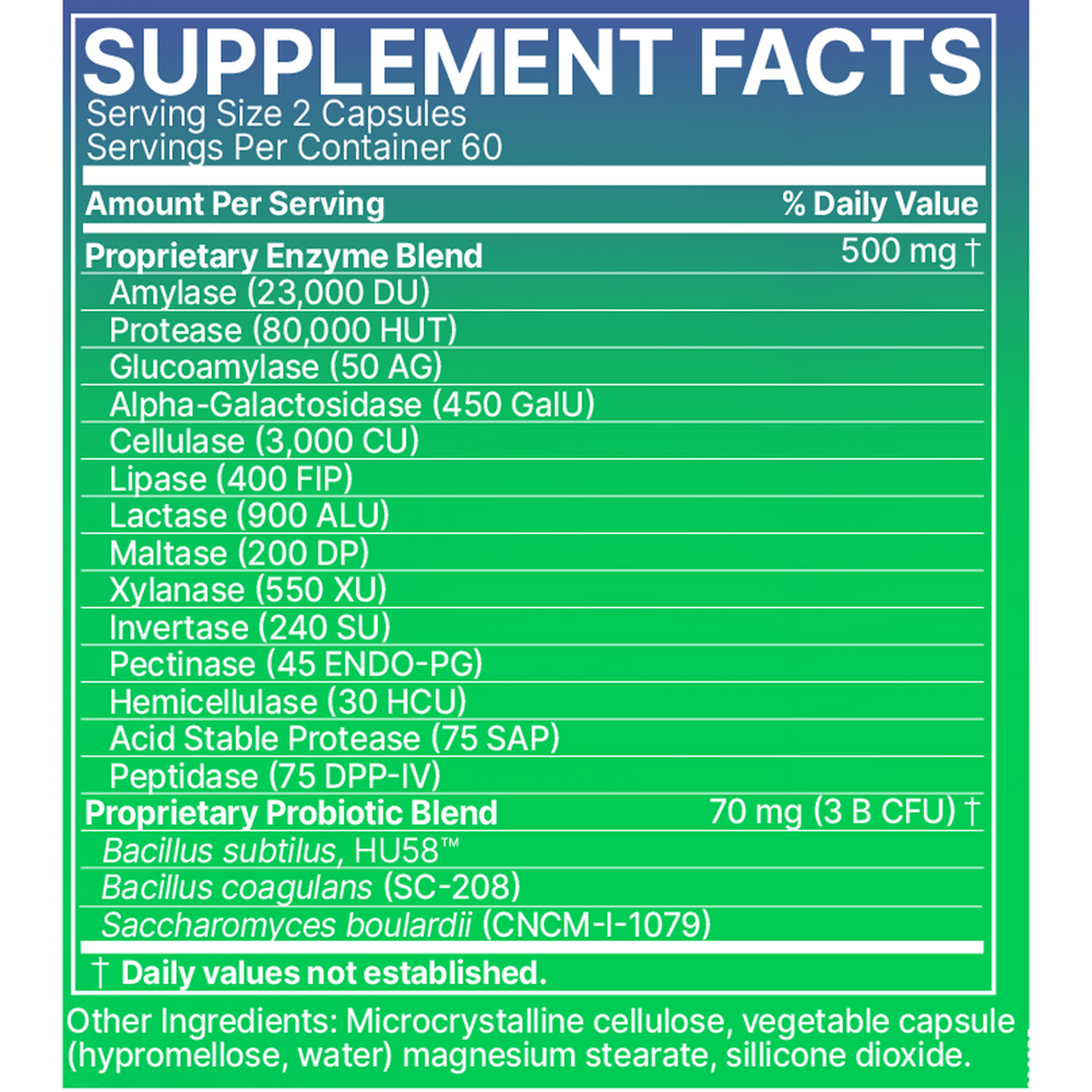 DigestMate Supplement Facts Label