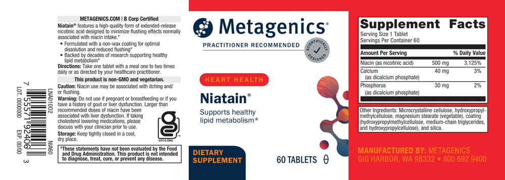 Niatain Supplement Facts Label