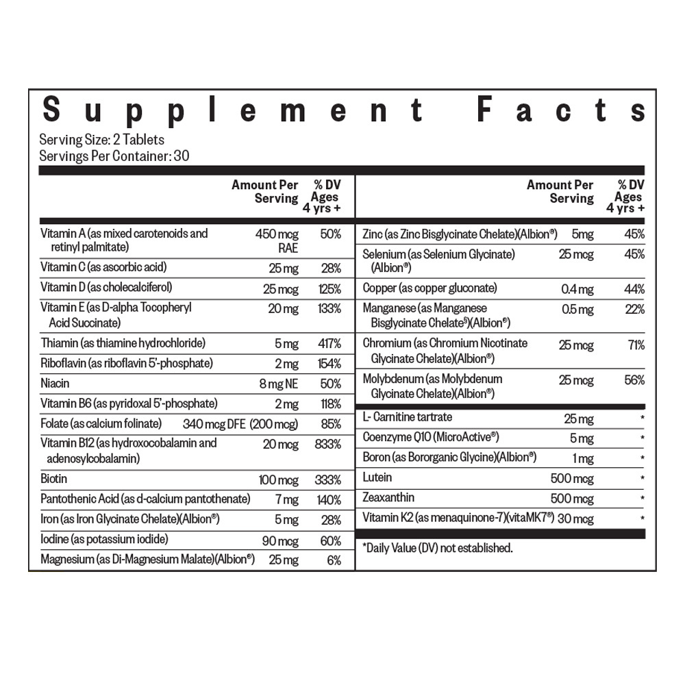Kids Multivitamin Chewable MF Supplement Facts Label