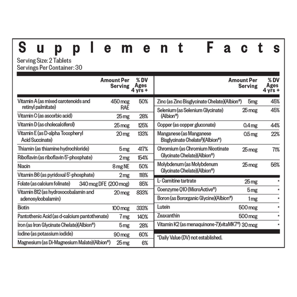Kids Multivitamin Chewable MF Supplement Facts Label