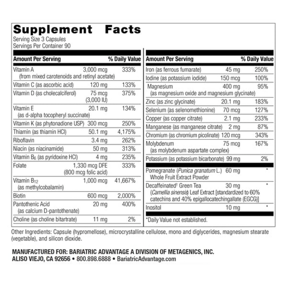 Ultra Multi with Iron Supplement Facts Label