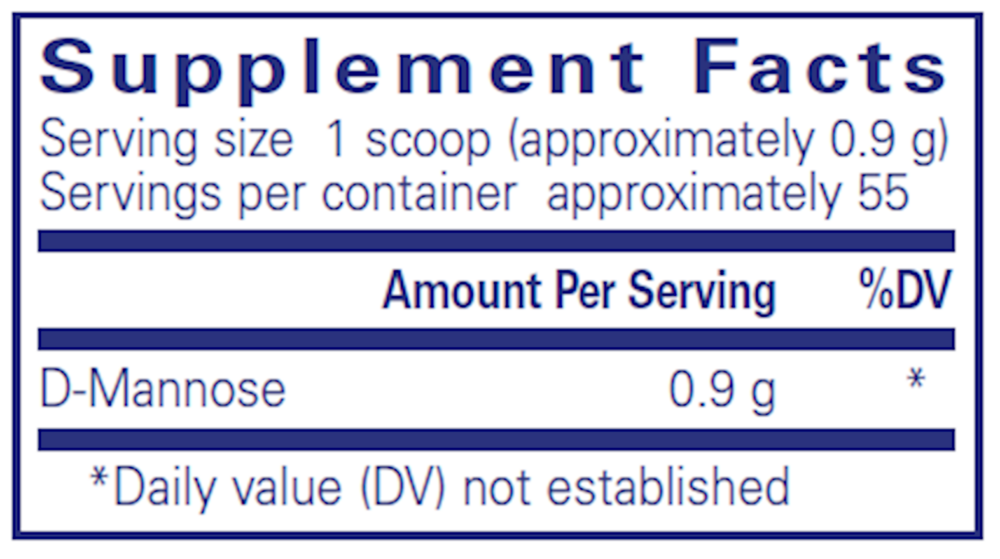 D-Mannose - 100g Powder Supplement Facts Label