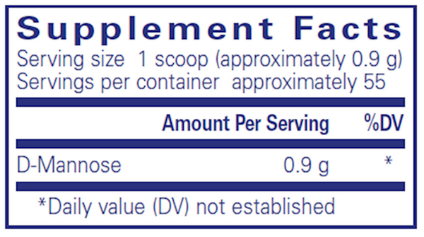 D-Mannose - 100g Powder Supplement Facts Label