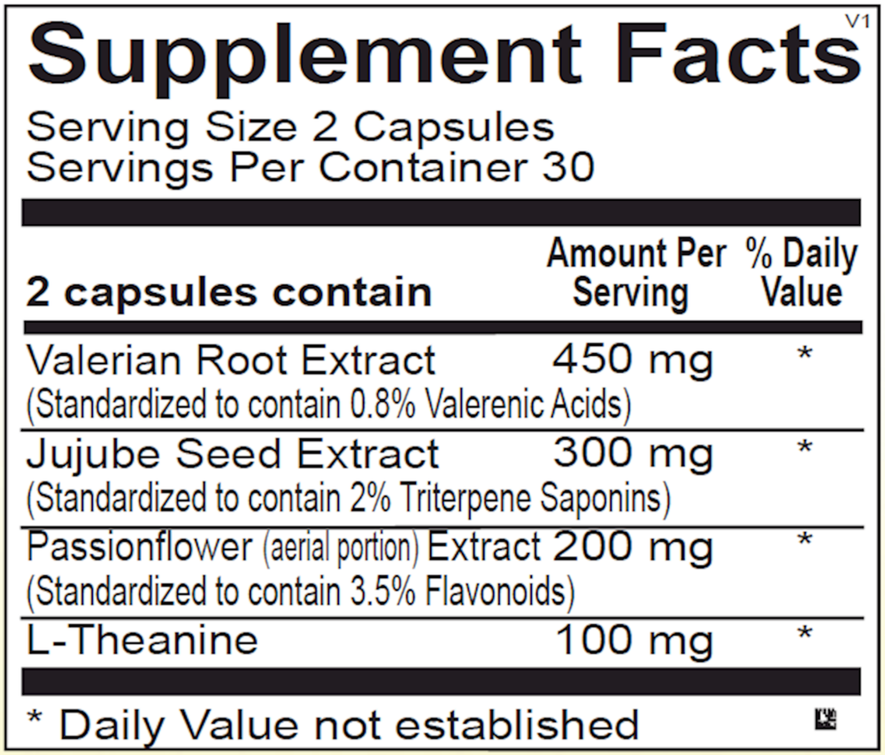 Botanicalm PM Supplement Facts Label