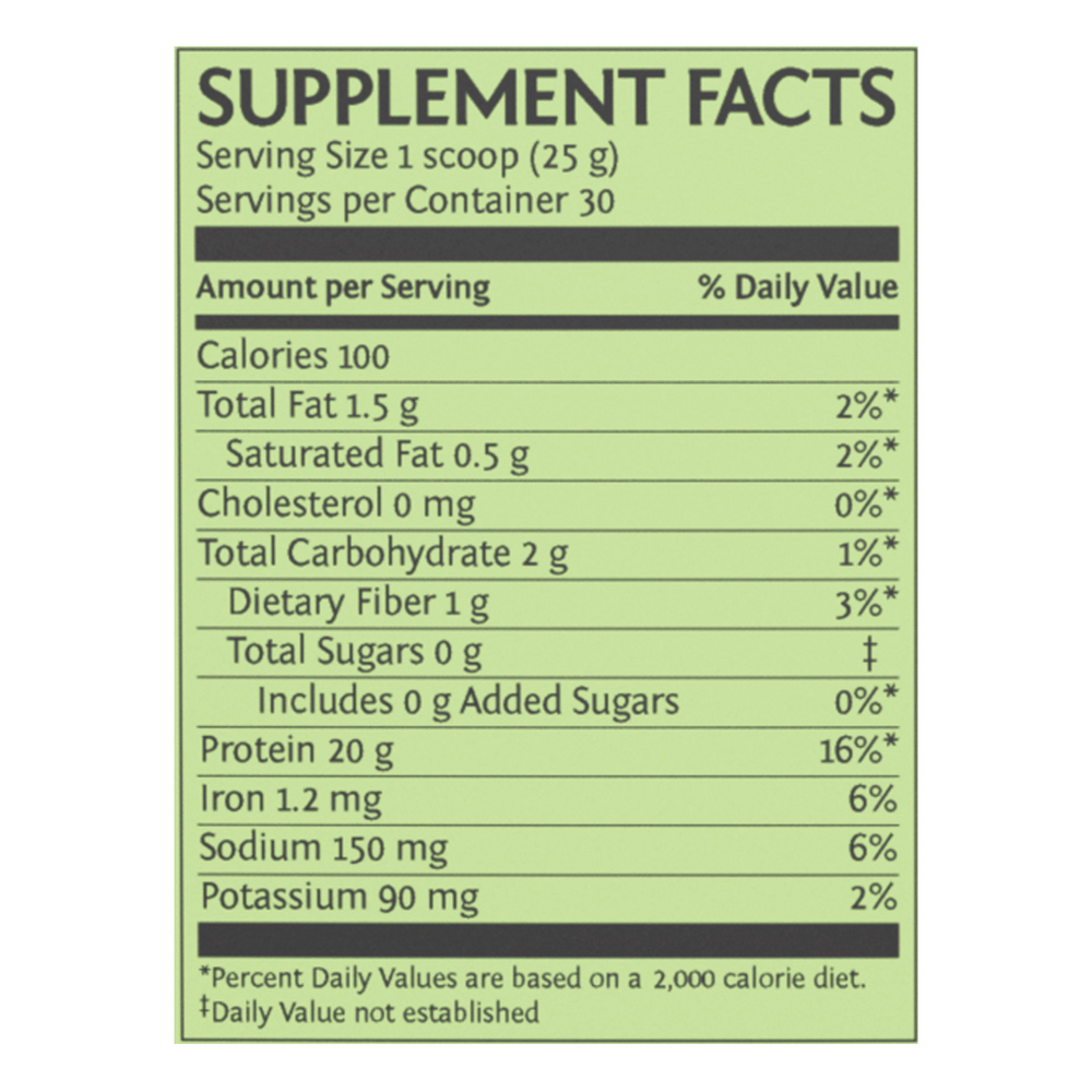 Classic Protein Vanilla Supplement Facts Label