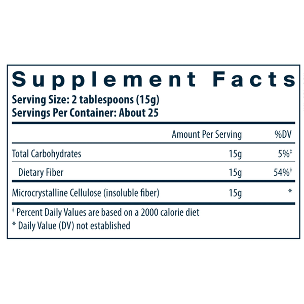 Cellulose Fiber Supplement Facts Label