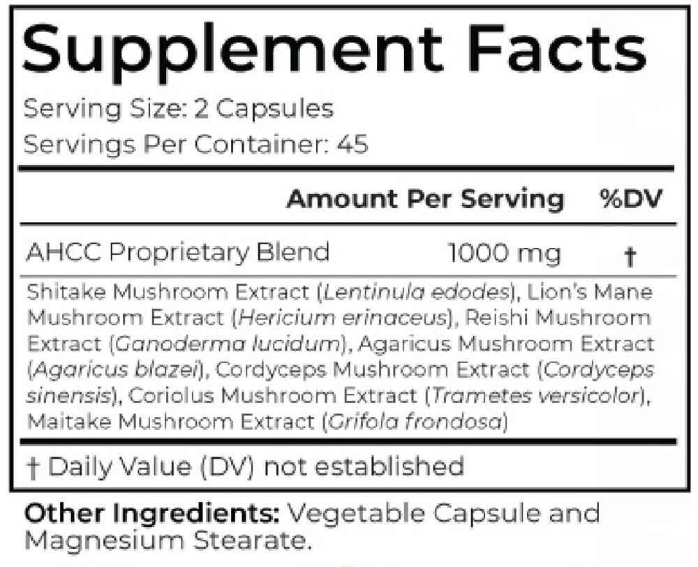 Mushroom King Supplement Facts Label