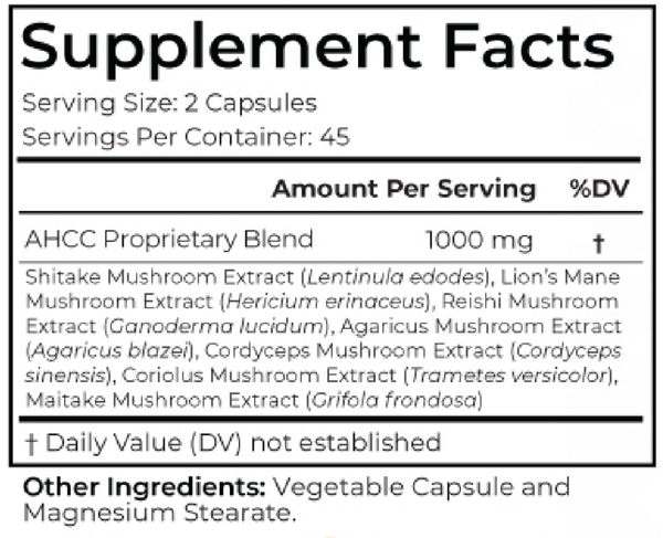 Mushroom King Supplement Facts Label