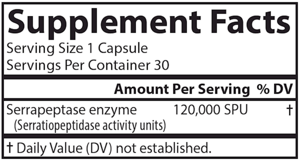 Serrapeptase Supplement Facts Label