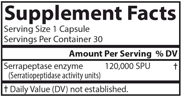 Serrapeptase Supplement Facts Label