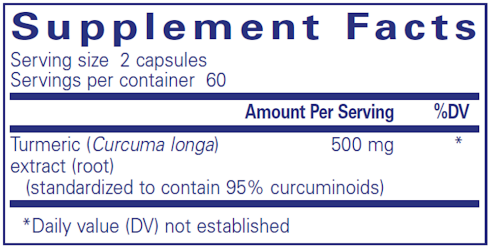 Curcumin Supplement Facts Label