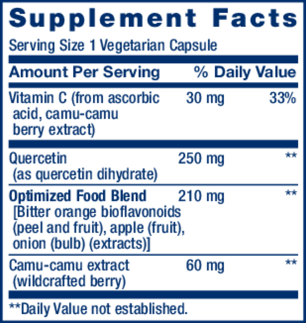Optimized Quercetin Supplement Facts Label