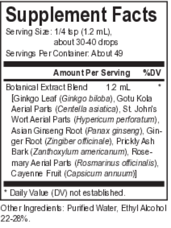 Core Ginkgo Blend Supplement Facts Label