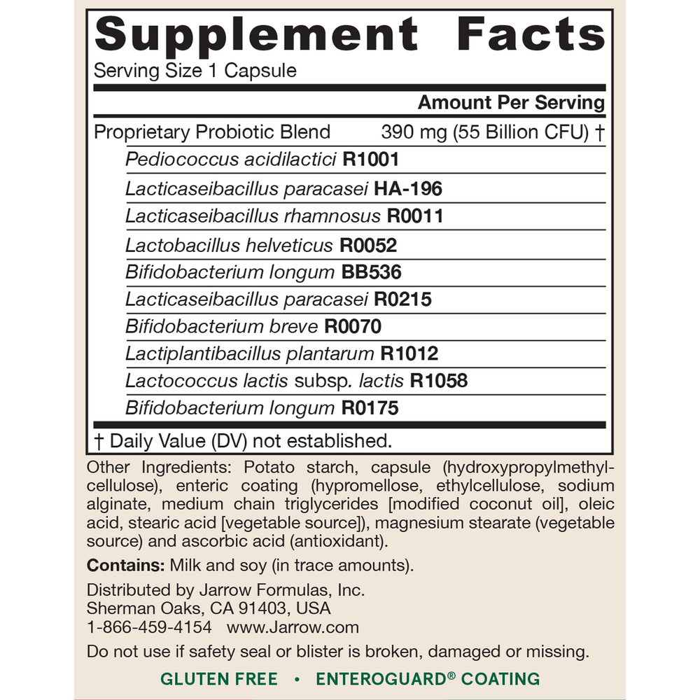 Jarro-Dophilus EPS Advanced Supplement Facts Label