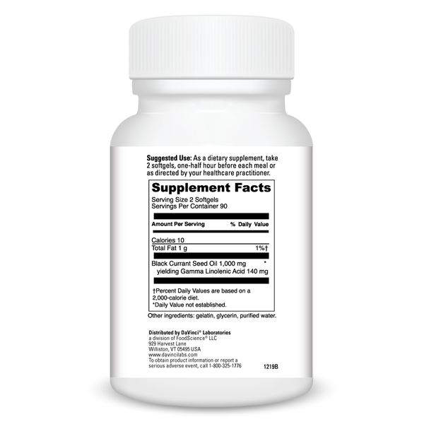Black Currant Seed Oil Supplement Facts Label