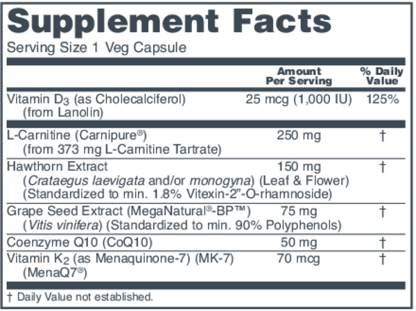 Clinical Cardio-6 Supplement Facts Label