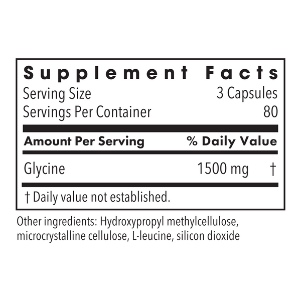 Glycine Capsules Supplement Facts Label