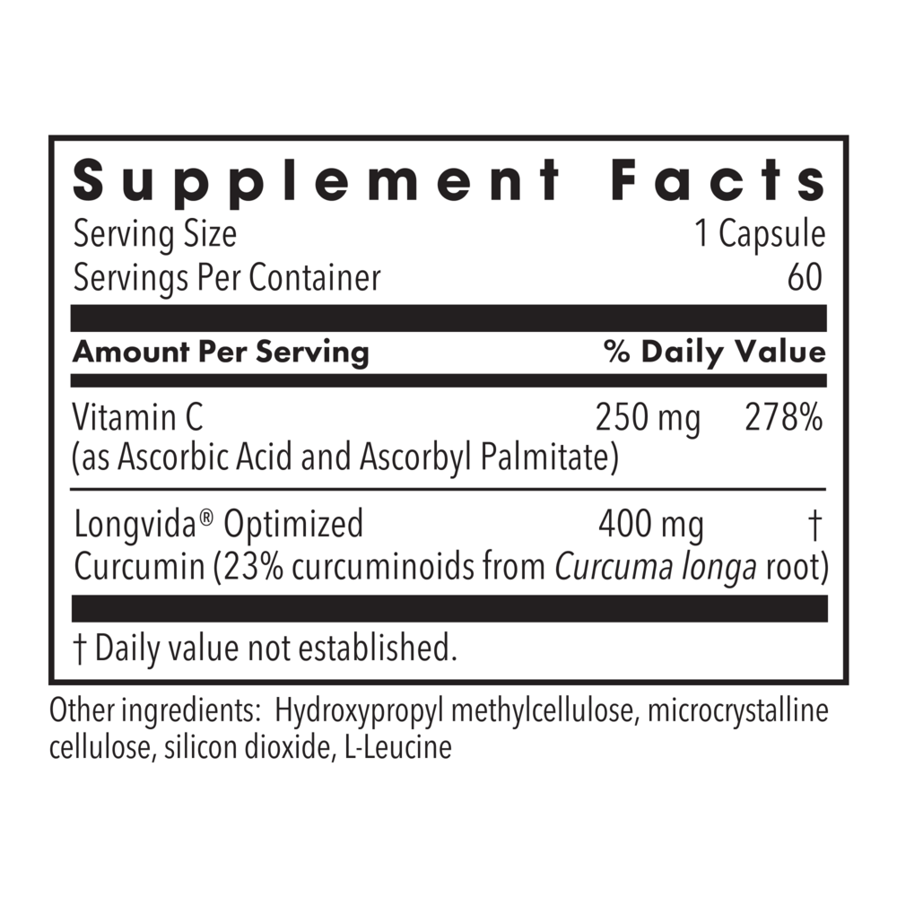 Curcumin + C Supplement Facts Label